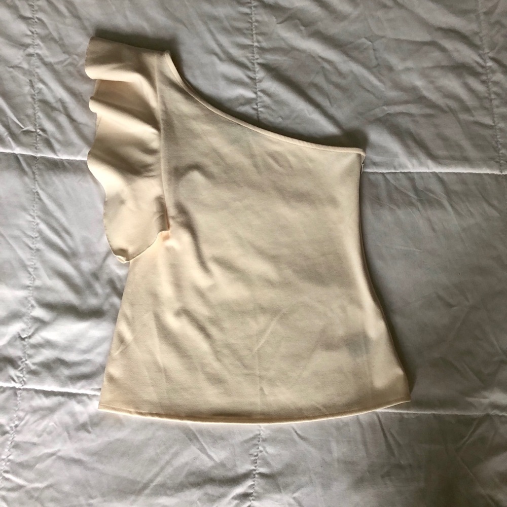 Banana Republic One Shoulder Cream Ruffe Blouse
